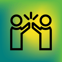 Black high five icon with gradient background