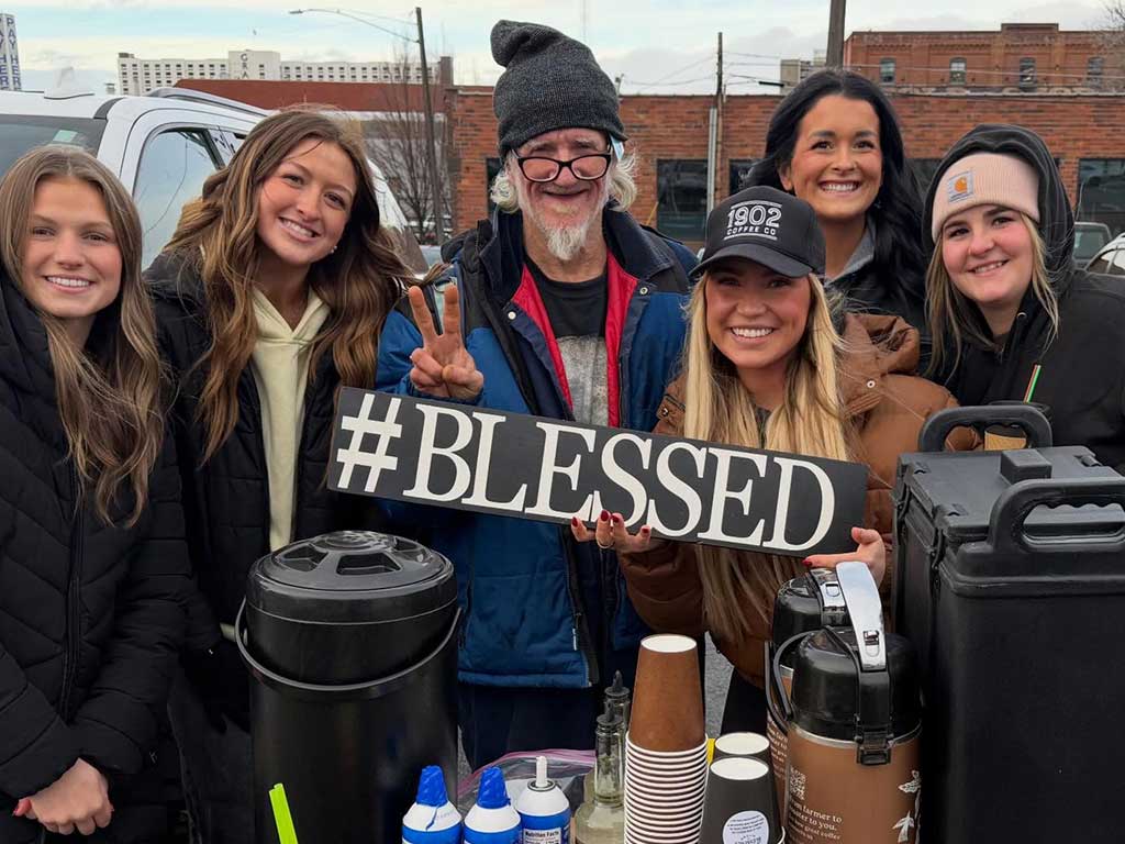 1902 Coffee team serving drinks to homeless friends